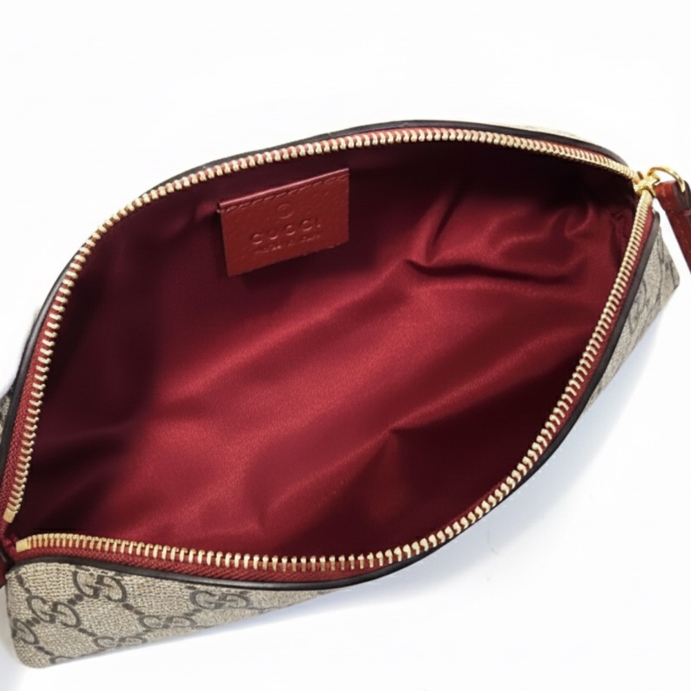 Gucci GG Supreme Canvas Cat Print Pouch Cosmetic Bag Monogram Brown Full Set - Picture 8 of 9